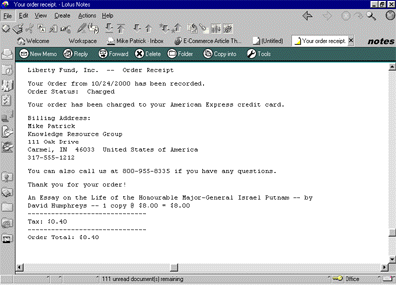 The Order Receipt e-mail