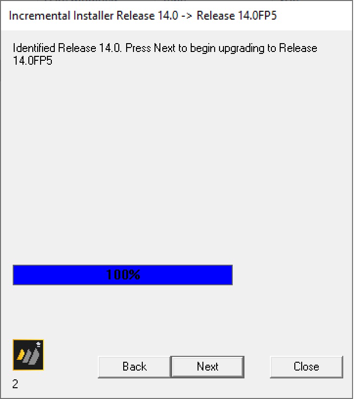 Incremental Installer - Indentified 14.0 page of dialog